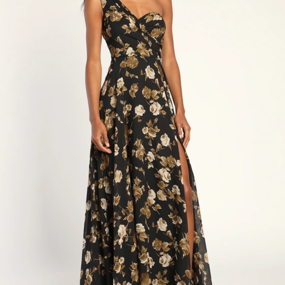 Floral Black and Brown Women's Dress